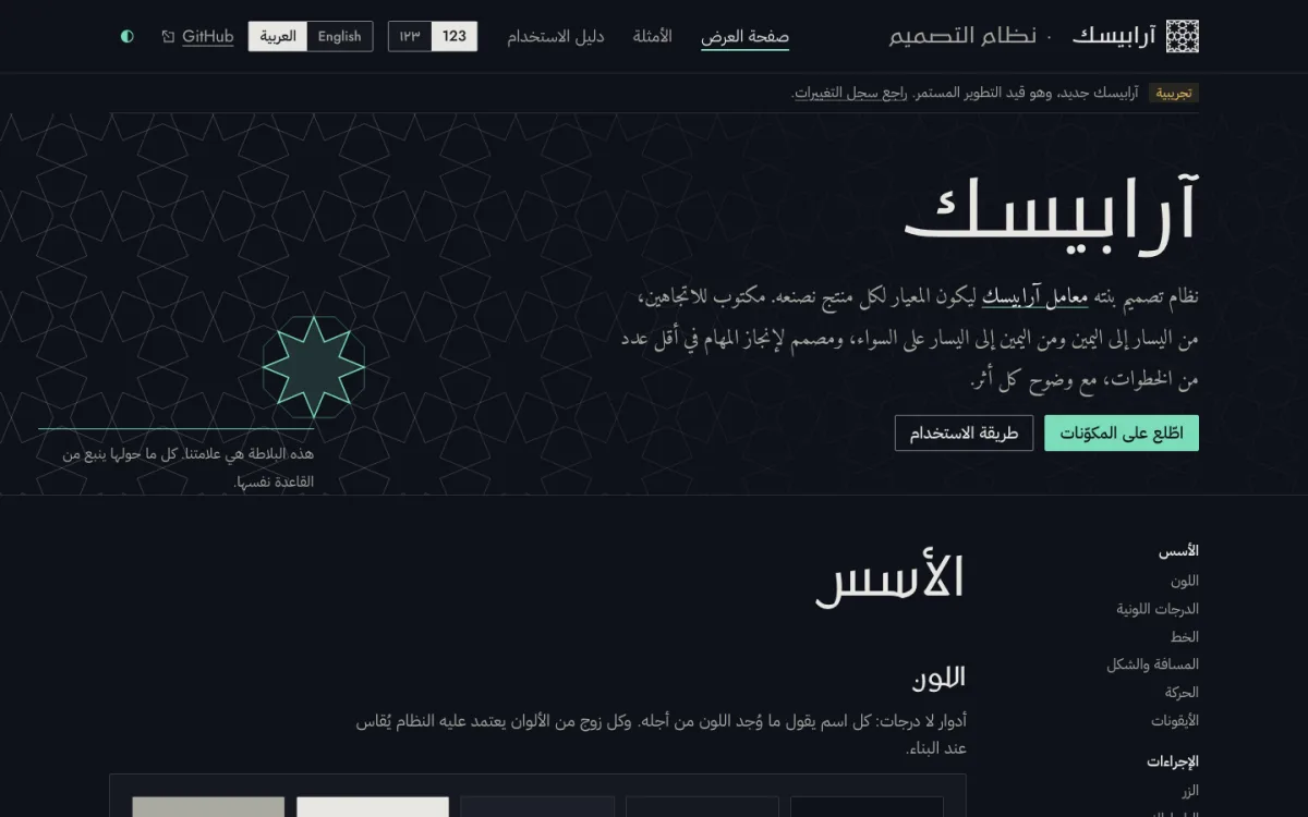 صفحة عرض آرابيسك: مقدمتها، والأسس تحتها